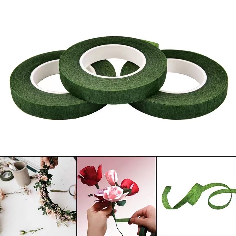 Florist Supply Ribbon - 5 ม้วนช่อดอกไม้ Stem เทปสีเขียว Self-Adhesive เทป