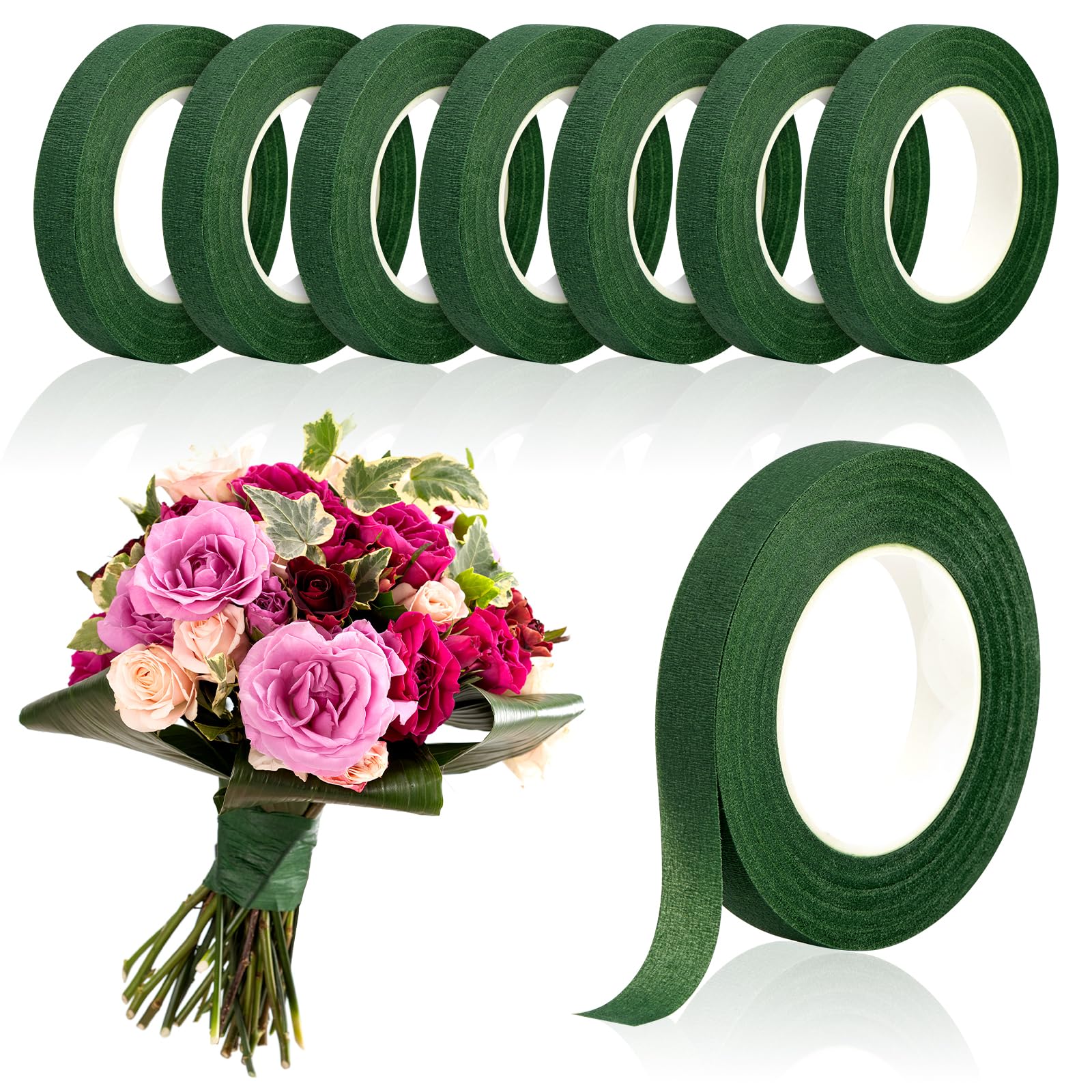Florist Supply Paper - 20 หลา เทปดอกไม้สีเขียว เทปกระดาษห่อแบบมีกาวในตัว เทปห่อดอกไม้ DIY