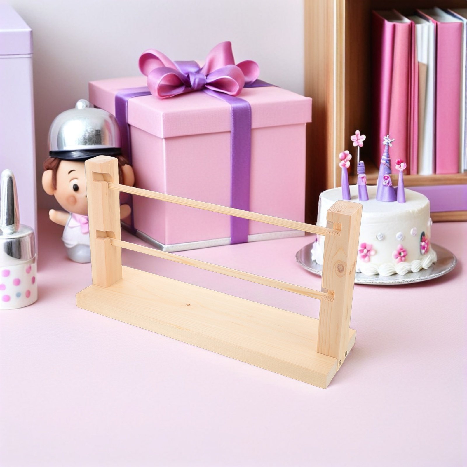 Florist Supply Ribbon - ชั้นวางริบบิ้นไม้แบบ 2 ชั้น สำหรับจัดเก็บริบบิ้นและอุปกรณ์ตกแต่ง เหมาะสำหรับร้านดอกไม้ ร้านเค้ก