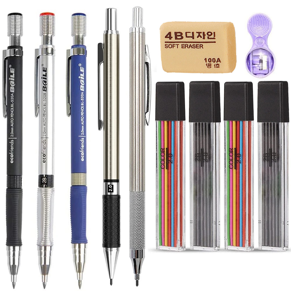 Staedtler Pencil Lumocolor - ดินสอกด 2.0 มม. 2B ดินสอเขียนแบบอัตโนมัติพร้อมไส้ดินสอสี/ดำ เหมาะสำหรับนักเรียน