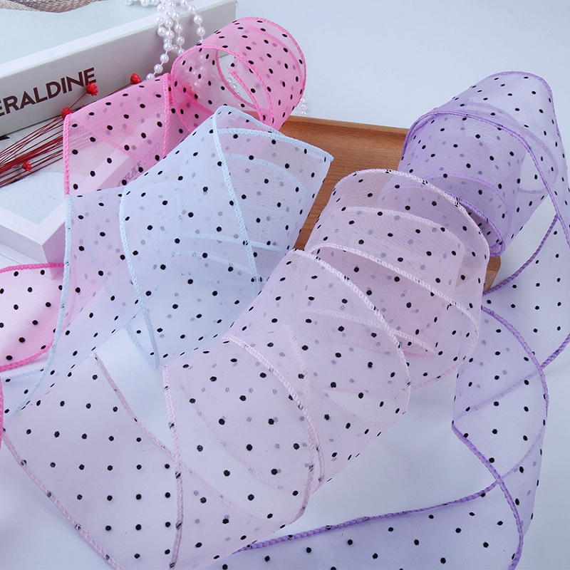 Florist Supply Ribbon - 50 หลาผ้าพันคอจุดวัสดุตกแต่งช่อดอกไม้สายรัดบรรจุภัณฑ์ของขวัญริบบิ้น Polka Dots ริบบิ้น Florist