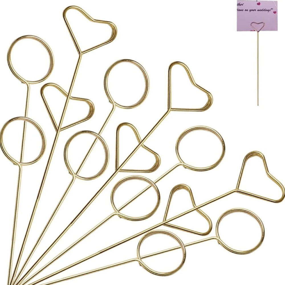 Floral Picks Wood - ที่วางการ์ดดอกไม้โลหะสีทองแข็งแรง สำหรับจัดดอกไม้ในงานแต่งงาน ตกแต่งช่อดอกไม้ อุปกรณ์งานฝีมือ