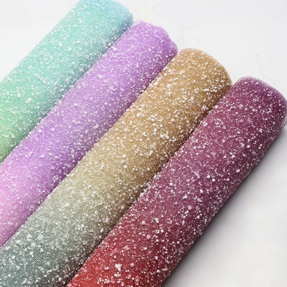 Florist Supply Paper - กระดาษตาข่ายลายจุดไล่เฉดสี ตาข่ายแบบไม่สม่ำเสมอ ตาข่ายโปร่ง วัสดุห่อดอกไม้ ไหมพรมลายเกล็ดหิมะ กว้าง