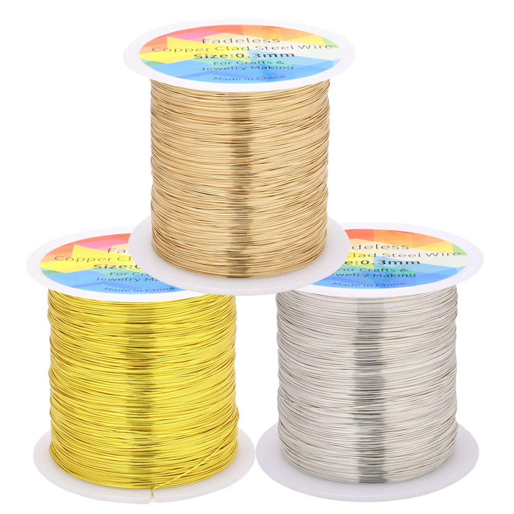 Flower Supply - 100 M/328ft Fadeless ทองแดงหุ้มลวดเหล็ก Bendable แกะสลักโลหะสําหรับหัตถกรรมเครื่องประดับดอกไม้ทํา