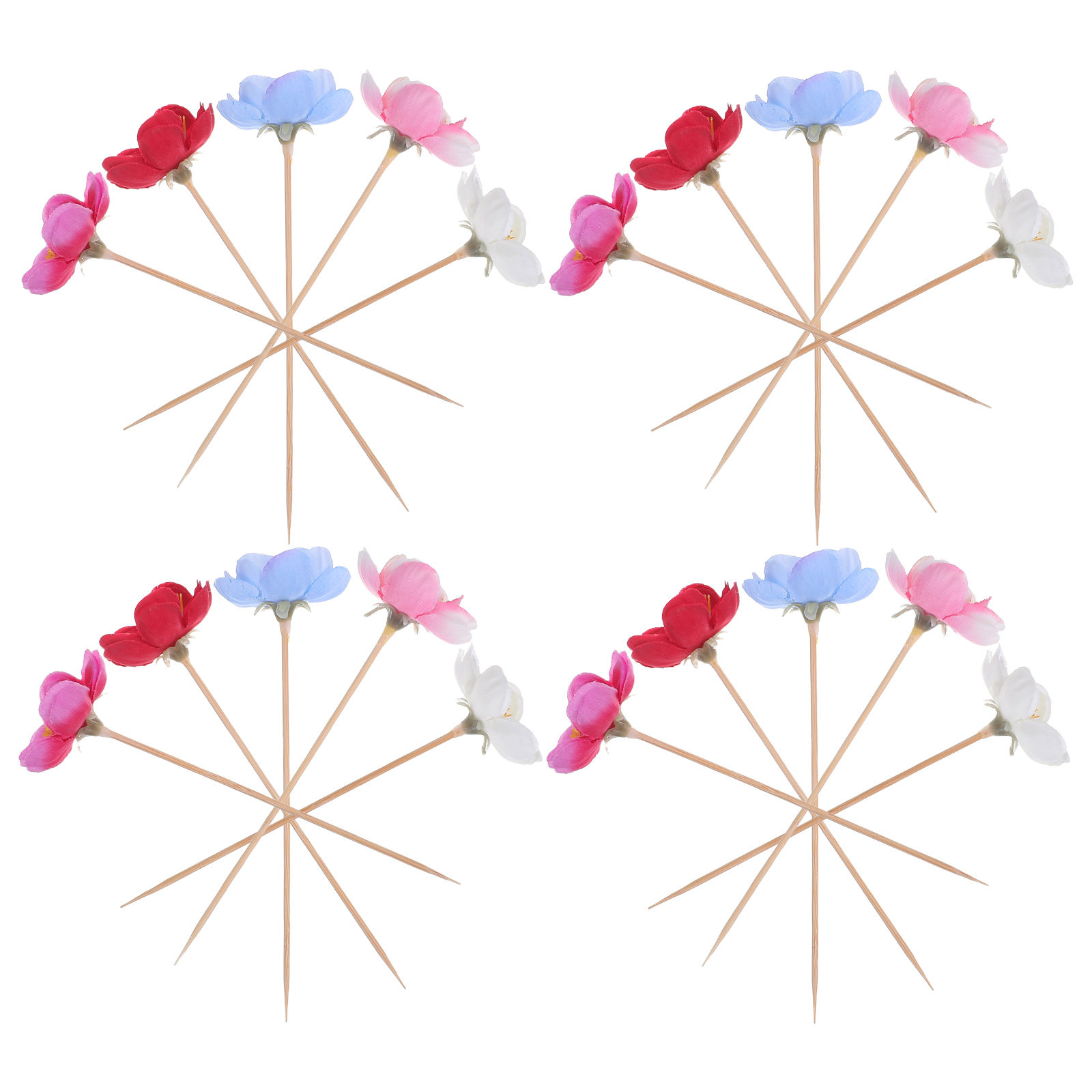 ไม้เสียบผลไม้ลายดอกไม้ 100 ชิ้ - Floral Picks Wood บทวิจารณ์และราคา