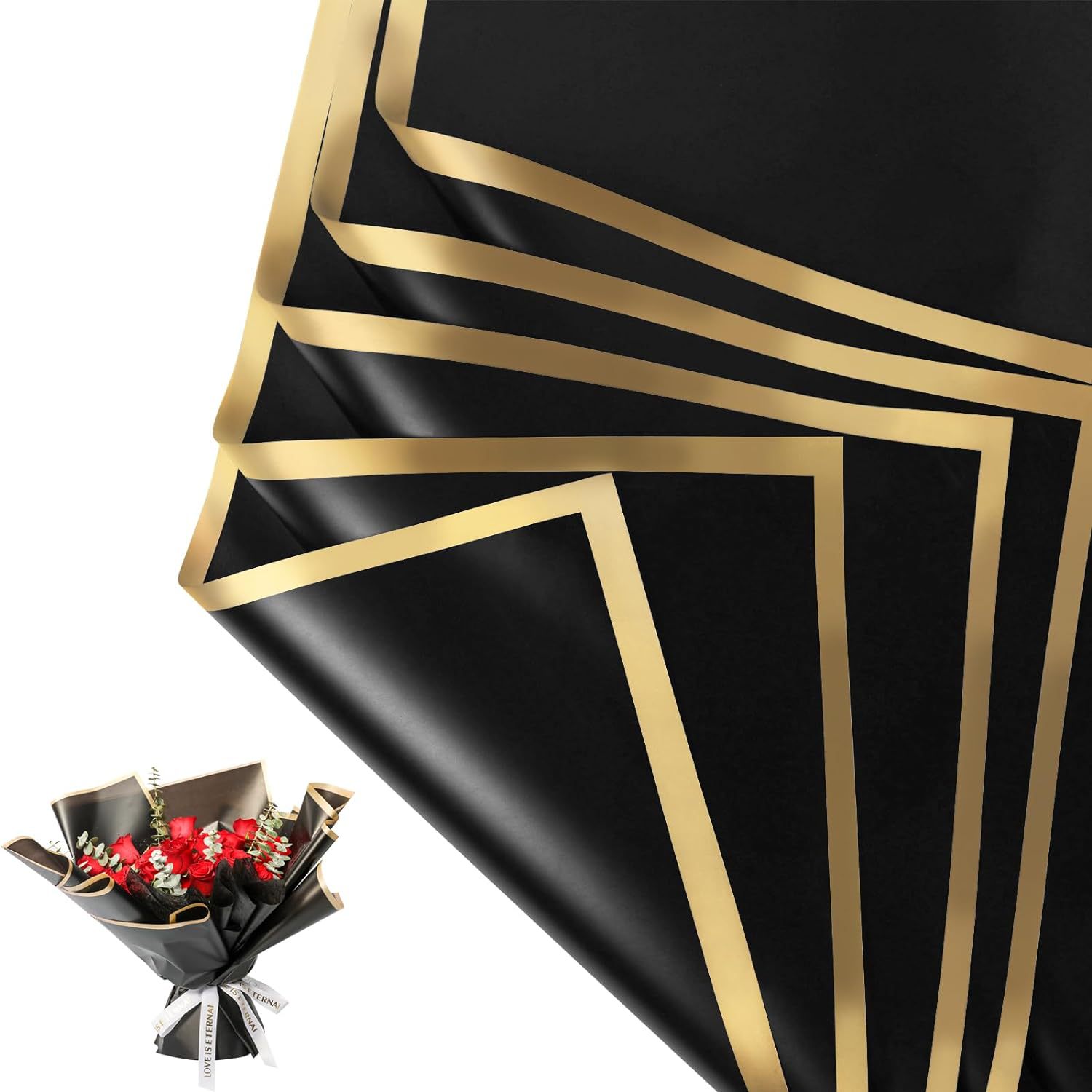 20 แผ่น ฟิล์มเจลกันน้ำขอบทอง ก - Florist Supply Paper บทวิจารณ์และราคา